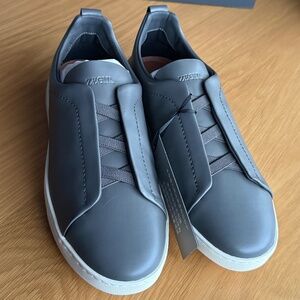 Zegna triple stich gray grey sneakers